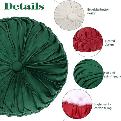 Yerliker 6 Pcs Floor Pillow Cushions 15inch Round Velvet Throw Pillows Colorful Flexible Cushions Alternative Pillows for Couch Chair Living Room Bedroom Home Office Decor(Christmas Color)