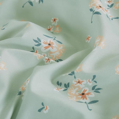 Chezmoi Collection Thistle 2-Piece Tranquil Floral Comforter Set Twin - Soft Green White Floral Printed Microfiber Lightweight Bedding Set for All Season