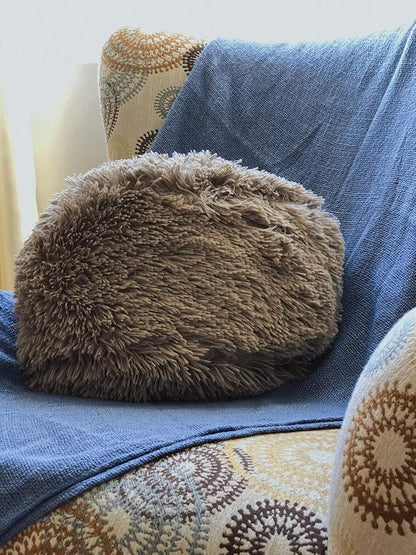 Super Soft Faux Fur Throw Pillow, 12" Diameter Throw Pillow (Taupe)