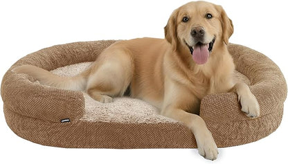 Bolster Dog Bed, Large Orthopedic Dog Bed with Memory Foam, Spacious Pet Couch Bed with Supportive Structure, Removable Washable Cover, Durable and Stylish Dog Bed for Large Dogs