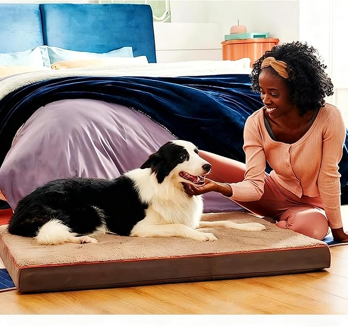 Dog Bed with Waterproof Inner Liner, Removable Cover, Egg Crate Foam Dog Beds, Easy to Clean，45×32Inch，Gray