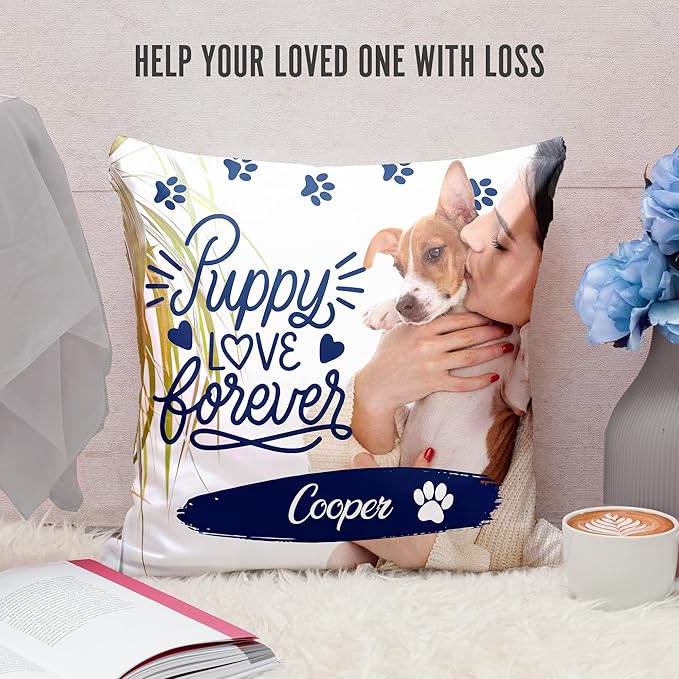 Ships Next Day, Made in USA - Personalized Pet Memorial Pillow for Cats & Dogs - Memorial Gift for Loss of Dog - Pet Memorial Gift - Sympathy Gifts - Dog Remembrance Pillow - Unique Keepsake v2(16x16)