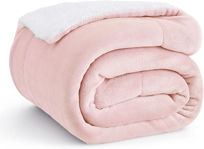 Bedsure GentleSoft Sherpa Fleece Throw Blanket Twin Size for Couch - Thick and Warm Throw for Women and Girls, Soft Fuzzy Plush Blanket for Winter, Room Home Decor, Non-Heated, Pink, 60x80 Inches