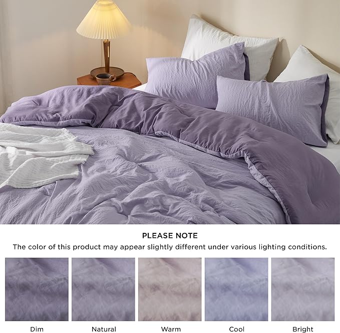 Bedsure Twin/Twin XL Comforter Set, Reversible Purple Soft Prewashed Bedding for All Seasons, 2 Pieces Warm Down Alternative Bed Set, 1 Lightweight Comforter (68"x88") and 1 Pillowcase