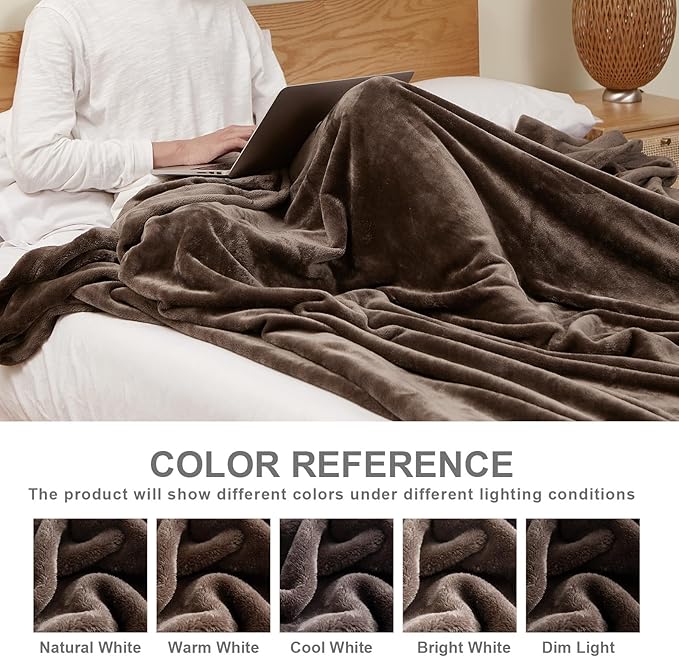 Hansleep Fleece Brown Throw XL Blanket, Super Soft Flannel Fuzzy Plush Cozy Blanket for All Seasons, Brown, Throw XL 50x70 Inches