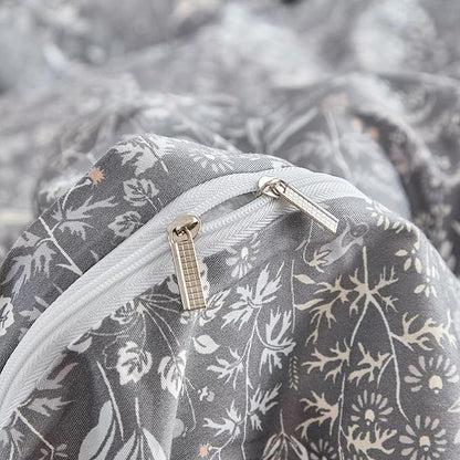 3 Pcs Comforter Sets for All Season Use Full Size Floral Rustic Farmhouse 80"X90" Bedding Set 1 Comforter and 2 Pillow Shams Prewashed Ultra Soft Warm Fluffy Lightweight Full Bed Set Grey