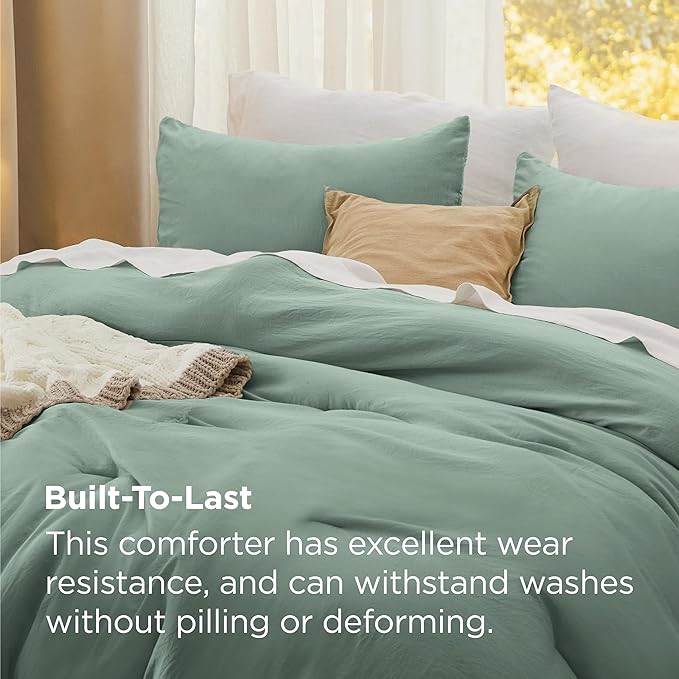 Bedsure Oversized King Comforter Set, Sage Green Soft Prewashed Bedding for All Seasons, 3 Pieces GentleSoft™ Bed Set, 1 Lightweight Comforter (120"x98") and 2 Pillowcases (20"x36")