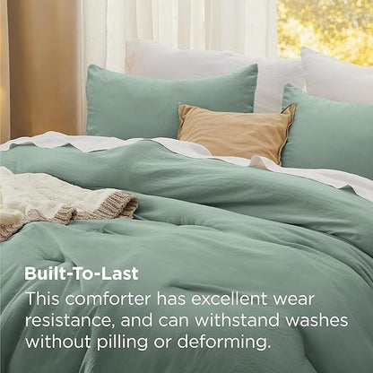 Bedsure Oversized King Comforter Set, Sage Green Soft Prewashed Bedding for All Seasons, 3 Pieces GentleSoft™ Bed Set, 1 Lightweight Comforter (120"x98") and 2 Pillowcases (20"x36")