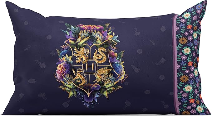 Northwest Harry Potter Botanical Wizardry 4 Piece Twin Bed in a Bag Set, Bedding Set with Comforter and Sheets, Soft and Cozy for All Seasons