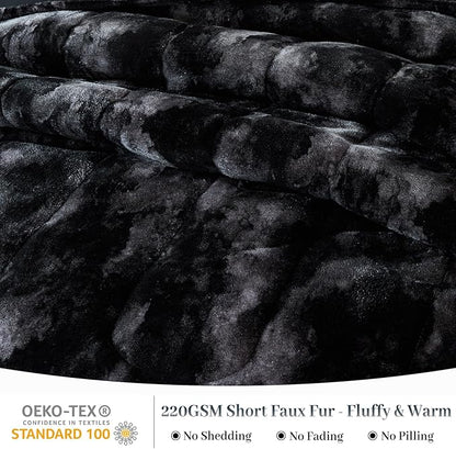 YIYEA Fluffy Queen Size Comforter Set, Luxury Faux Fur Comforter, Ultra Soft Plush Fuzzy Velvet Bedding Comforter Sets for Fall Winter, Cozy Warmth, No Shedding, 3PC, Queen