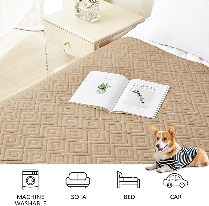 hyha Waterproof Dog Blanket, Soft Dog Bed Cover Pet Blankets, Waterproof Sofa Couch Cover for Dogs Washable, Reversible Pet Couch Covers for Sofa Furniture (82x102 Inch, Camel/Camel)
