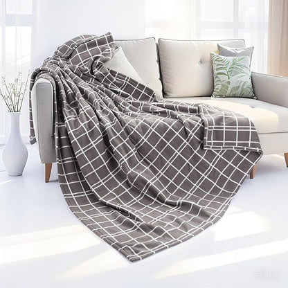 Electric Heated Blanket Full Size 72"x84",Whit 10 Hs Auto Off & 4 Heating Levels, Soft Fleece for Bed, Machine Washable, Gifts for Family-Plaid Pattern, Light Gray