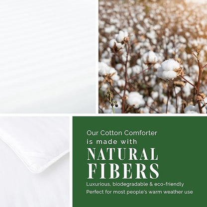 Elegant Comfort 3-Piece Stripe Cotton Comforter Set - 100% Egyptian Cotton Premium Hotel Quality - Box Stitched, All Season Down Alternative Duvet Insert with Corner Tabs, California King, White