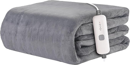 Electric Heated Blanket 72"x84" Full Size Flannel Fleece - 4 Heat Settings & 10H Auto Shut Off for Safe Overnight Use, Fast Heating, Machine Washable for Bed, Couch, Office - Light Grey