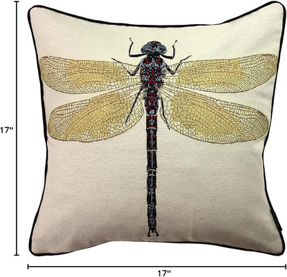 McAlister Textiles Decorative Tapestry Throw Pillow Cover Scatter Cushion with Dragonfly Tapestry Design for Lounge, Bedroom & Garden 17x17 Inches Bugs Life Range