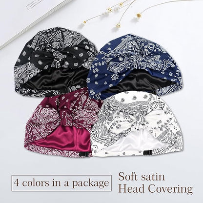 Ababalaya Satin Lined Beanies for Women Chemo Headwear Silky Lined Cotton Sleeping Cap