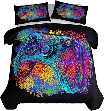 Tailor Shop Bedding Set for Boys - Twin Size Gaming Comforter with 1 Matching Pillowcase