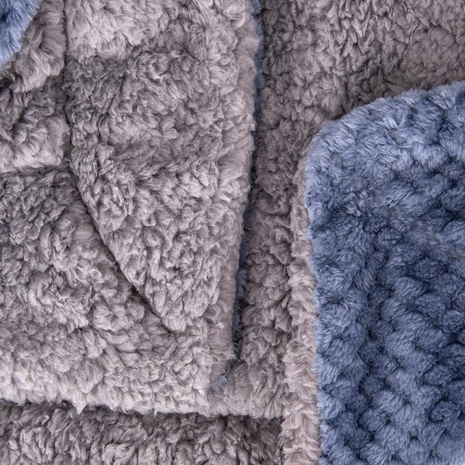 DG Plush Fleece Receiving Blanket for Dog, Cat, and Pet - Warm and Soft, 32" x 40", Smoked Blue