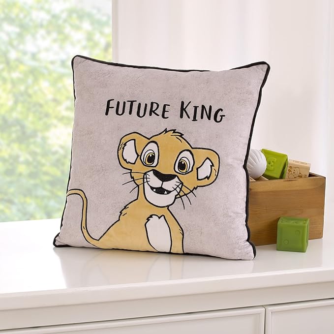Disney Lion King Taupe and Gold Simba Future King Embroidered Decorative Pillow