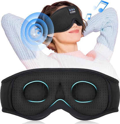 LC-dolida Sleep Mask with Bluetooth Headphones Bluetooth Sleep Mask Sleep Headphones,3D Eye Mask for Sleeping Mask Music Sleeping Headphones for Side Sleepers Meditation Gifts Gadgets for Men Women