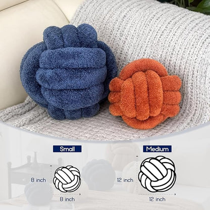 Knot Pillow - Throw Pillows Room Décor Couch Pillow for Living Room Relieve Stress, Decorative Pillows Round Knot Cushion Pet Toy, Navy 12 Inch