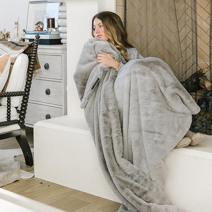 Minky Designs Ash Gray Minky Blanket – Ultra Soft Faux Fur Throw Blanket for Couch, Bed & Home – Fluffy, Warm & Luxurious – Posh Collection (Large, 60x72)