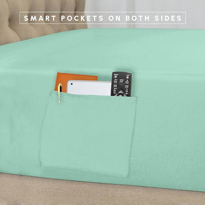 Elegant Comfort 8-Piece Pinch Pleated Comforter Set - All Season Complete Bed in a Bag, Includes 4pc Smart Sheet Set, Bed Skirt, Comforter, Matching Pillowcases and Shams, Twin/Twin XL, Mint Green