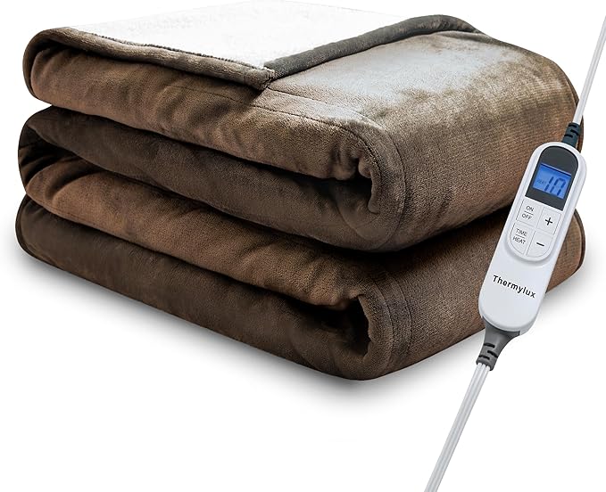 Electric Blanket Full 72"x84" Heated Electric Blankets 10 Heating 12 Time Settings Levels 8 Hours Auto Off Fast Heating and Overheat Protection ETL Certified Machine Washable,Dark Brown