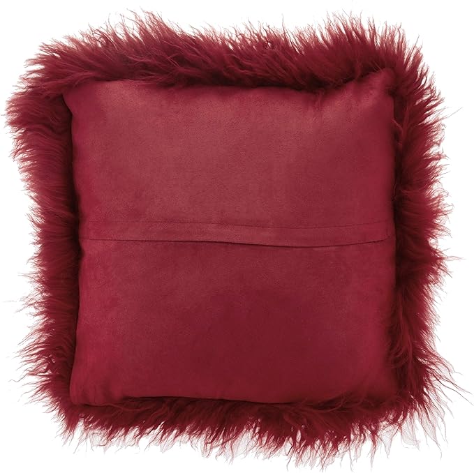 SARO LIFESTYLE Mongolian Lamb Fur Poly Filled Throw Pillow