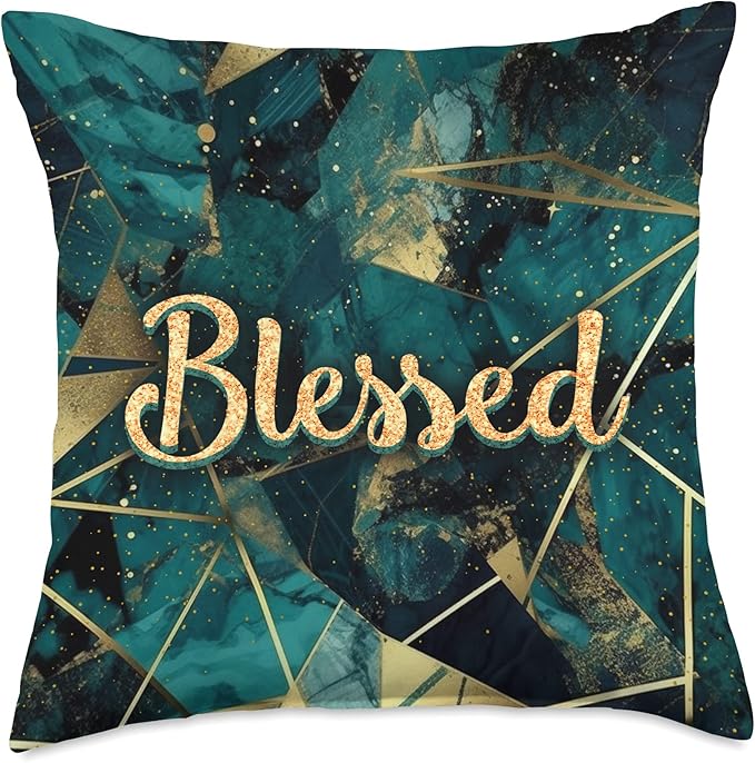 Art Deco Geometric Pattern Green Blessed Throw Pillow