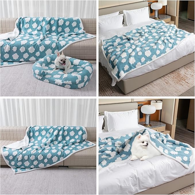 Waterproof Pet Blanket,Dog Bed Covers Couch Sofa Stylish Jacquard Pets Throw Blankets for Puppy Cats Washable Reversible Furniture Protection Covers (Blue Cloud,XL)