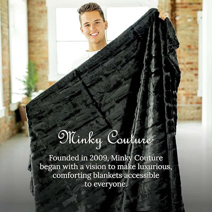 Minky Couture Sorbet Blanket - Ultra-Soft Throw for Silky Smooth Comfort - Premium Decorative Throw Blanket - Midweight, Breathable Fabric - Machine Washable Monster, Black