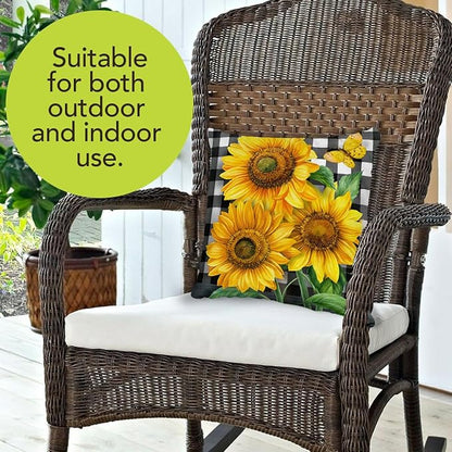 Briarwood Lane Checkered Sunflowers Summer Decorative Pillow