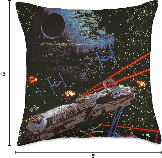 Star Wars Return of the Jedi Death Star II Battle Black Throw Pillow
