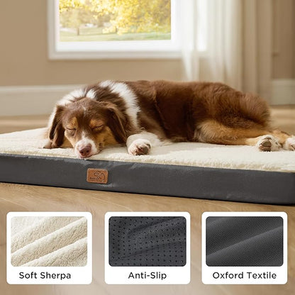 Bedsure 2 PCS Dog Beds Large Sized Dog - Comfy Flat Pet Beds with Removable Washable Cover, Orthopedic Egg Crate Foam Puppy Mat, Suitable for Pet Up to 65 lbs (Pack of 2)
