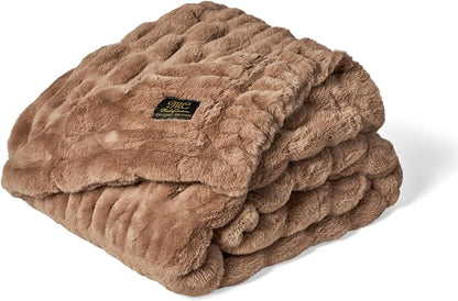 Minky Couture Hugs Blanket - Extra Plush Blanket for Premium Gifting - Stretchy Bubbled Cozy Throw - Silky Smooth - Durable & Machine-Washable - Travel-Friendly - Adult, Milk Chocolate