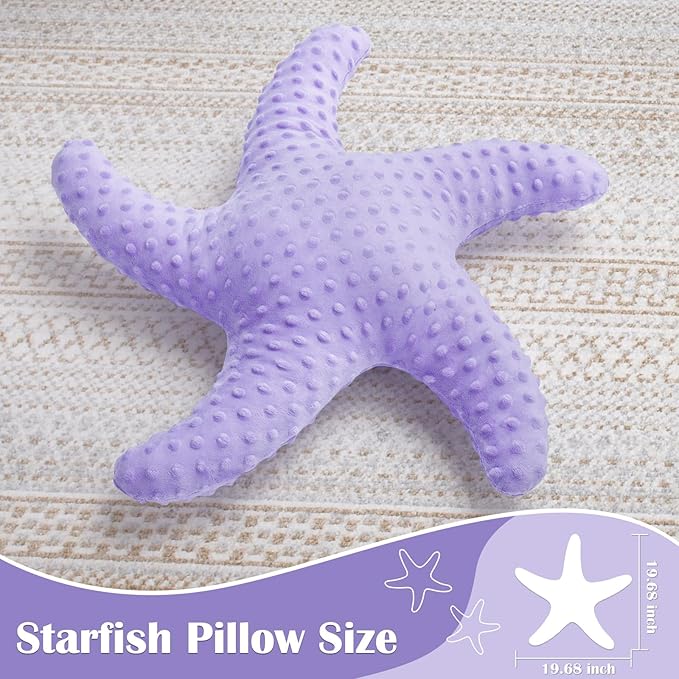 Marble Empire Starfish Pillow for Couch and Bed, Coastal Decor Throw Pillow, Ocean Beach Theme Accent Pillow for Living Room（Purple）
