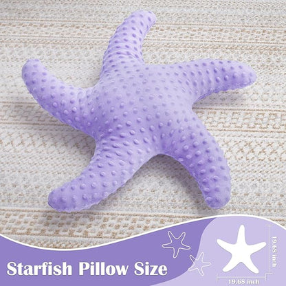 Marble Empire Starfish Pillow for Couch and Bed, Coastal Decor Throw Pillow, Ocean Beach Theme Accent Pillow for Living Room（Purple）