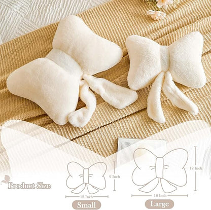 Bowknot Pillow Ivroy Cute Bow Decorative Throw Pillows 12" Aesthetic Home Decor Bow Cushions Butterfly Knot Plush Pillow for Bedroom Couch