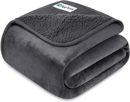 PetAmi Waterproof Dog Blanket for Small Medium Dogs, Pee Proof Pet Blanket for Couch Bed, Reversible Water Proof Blanket for Puppy Indoor Cat, Soft Dog Fleece Blankets Washable, 29x40 Gray