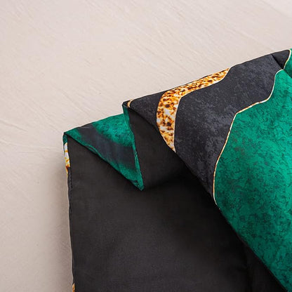 Tailor Shop Marble Green Comforter Set Queen Size for Women Adults Black Green and Gold Marble Bedding Sets Printed with 1 Comforter 2 Pillowcases