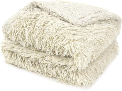 PetAmi Waterproof Dog Blanket for Large Dog, Queen Size Calming Pet Blanket Couch Cover Protector, Sherpa Faux Fur Cat Throw for Sofa Furniture Bed, Soft Fluffy XL, 90x90 Cream Beige