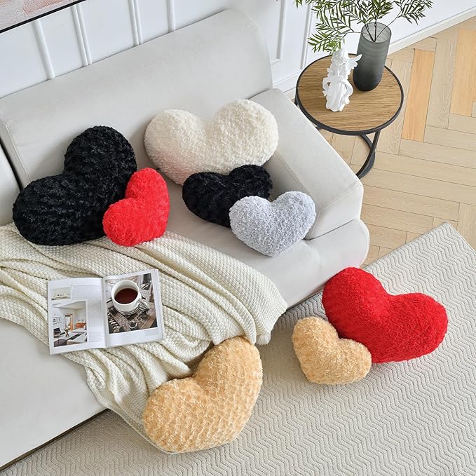 Heart Pillow, Soft Heart Shaped Pillow with Room Decorative Throw Pillows for Bed Couch Chair Sofa, Heart Shaped Cute Throw Pillow Cushion for Bedroom Living Room (Grey, Large 19.6" x 15.7")