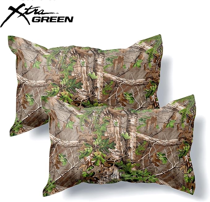 Northwest Realtree Full/Queen Size 1 Comforter and 2 Sham Set, All Seasons, Men and Women Soft Cabin Bedding, Xtra Green Camo
