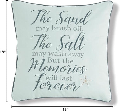 C&F Home "The Sand May Brush Off Cotton Blend Embroidered Accent Throw Pillow 18" x 18" Beach House Coastal Nautical Summer Starfish Home Living Room Sofa Couch Chair Bed Bedroom Beach House Decor