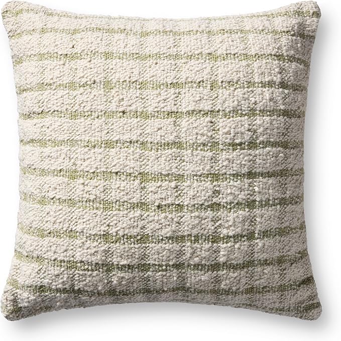 Loloi Magnolia Home by Joanna Gaines Erin Collection PMH0073 Ivory/Green 22'' x 22'' Cover Only Pillow