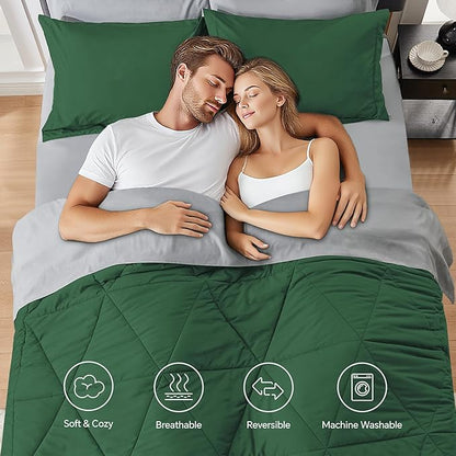 BEDELITE King Size Comforter Set 7 Pieces Bed in A Bag - Soft Microfiber Reversible Dark Green Bed Set with Comforters, Sheets, Pillowcases & Shams, Cozy Luxury Bedding Sets for All Season