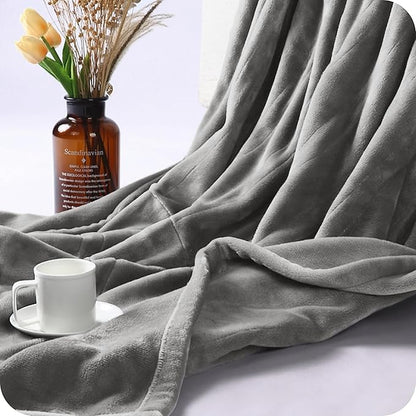 Electric Heated Blanket Queen Size 84"x90", Breathable & Luxurious Flannel, with Dual Control, with 4 Heating Levels & 10 Hours Auto-Off, Fast Heating, Machine Washable, for Bedding-Light Gray