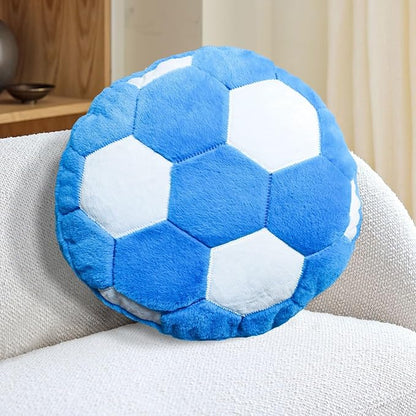 Blue Soccer Pillow Fluffy Soccer Ball Throw Pillow for Bedroom Decor Soft Sports Themed Room Accent Perfect for Soccer Decorations Valentines Day Gifts 15.7 Inches