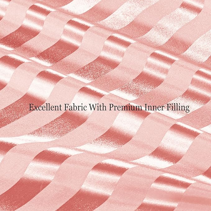 Whale Flotilla 2-Piece Reversible Silky Soft Twin Size Comforter Set, Luxury Stripe Satin Comforter Bedding Set with Satin Pillowcase, Lightweight Duvet for All Seasons, Pink
